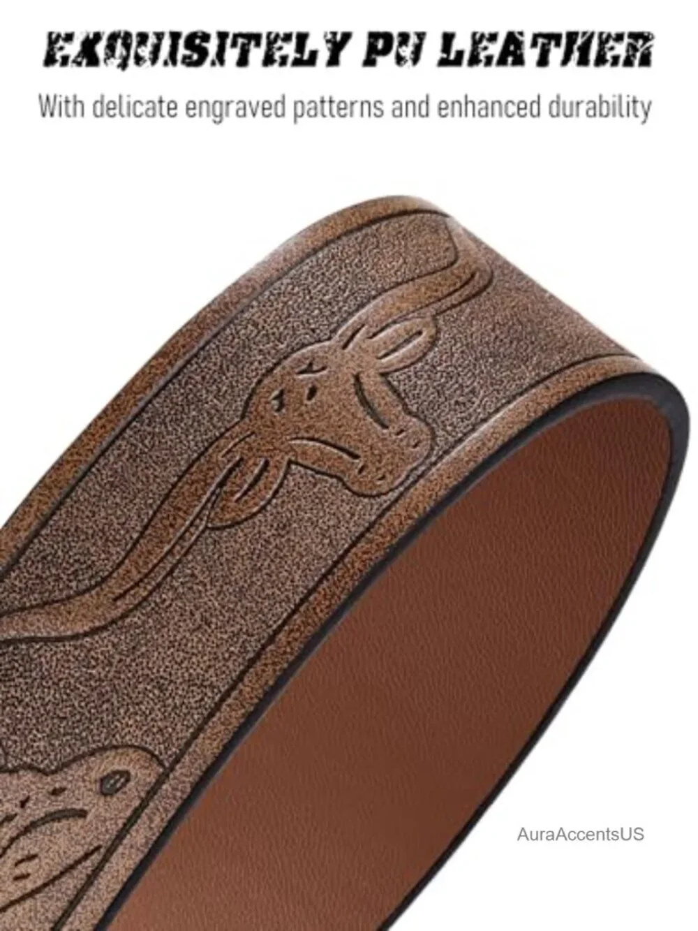 Western Cowboy Belt Set with Removable Buckles PU Leather Strap Adjustable Men